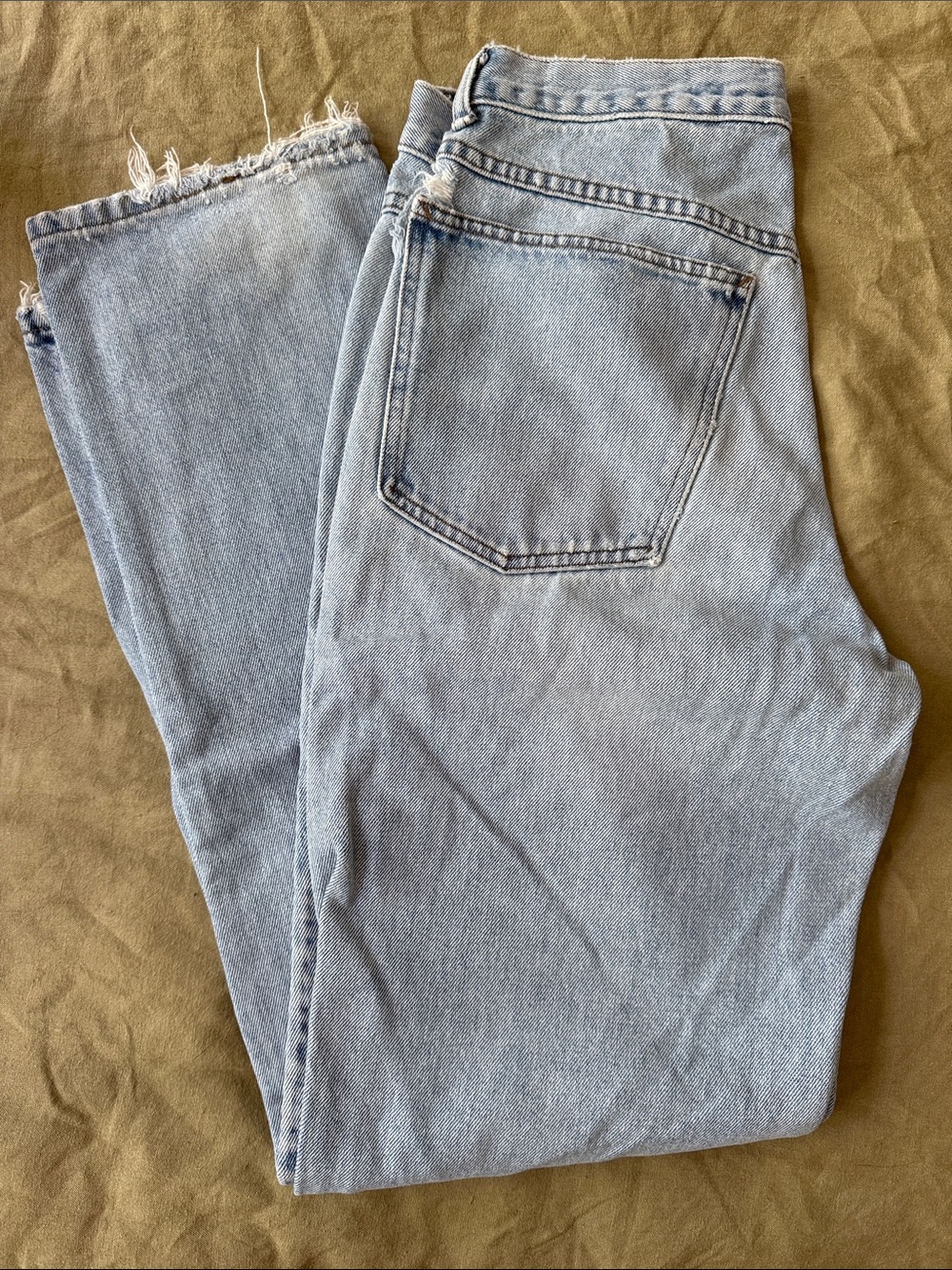 Marithe Francois Girbaud Light Blue Denim Jeans with Frayed Hem